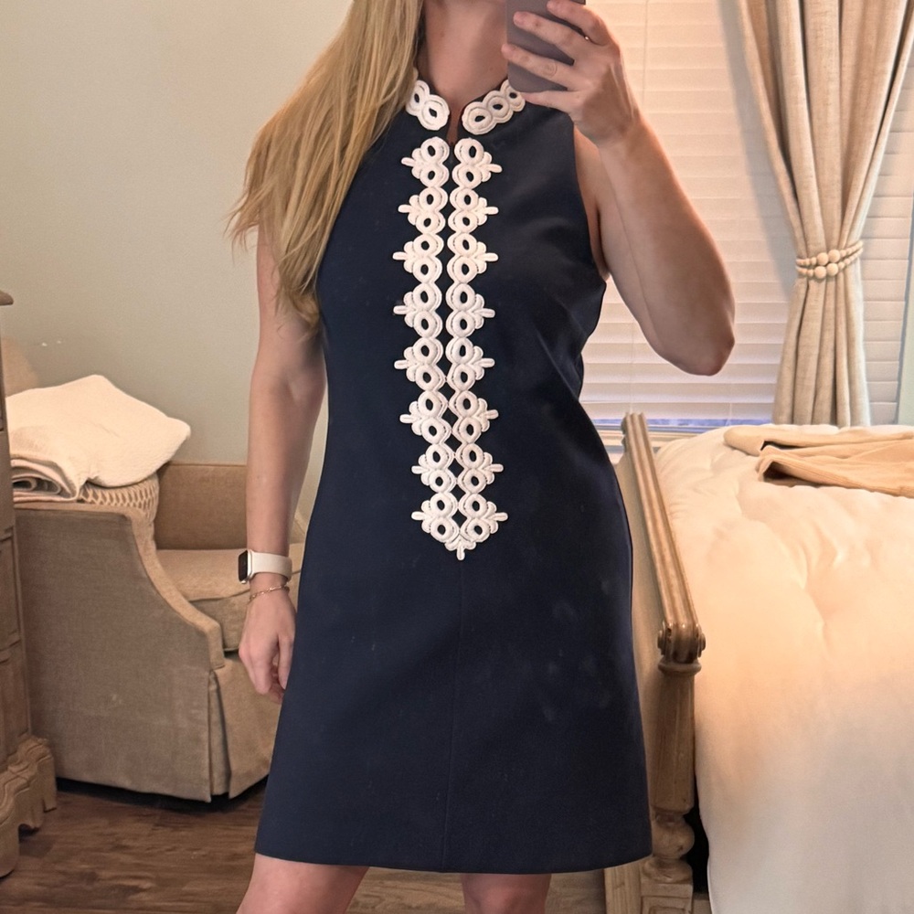Lilly Pulitzer Navy Dress with White Embroidery